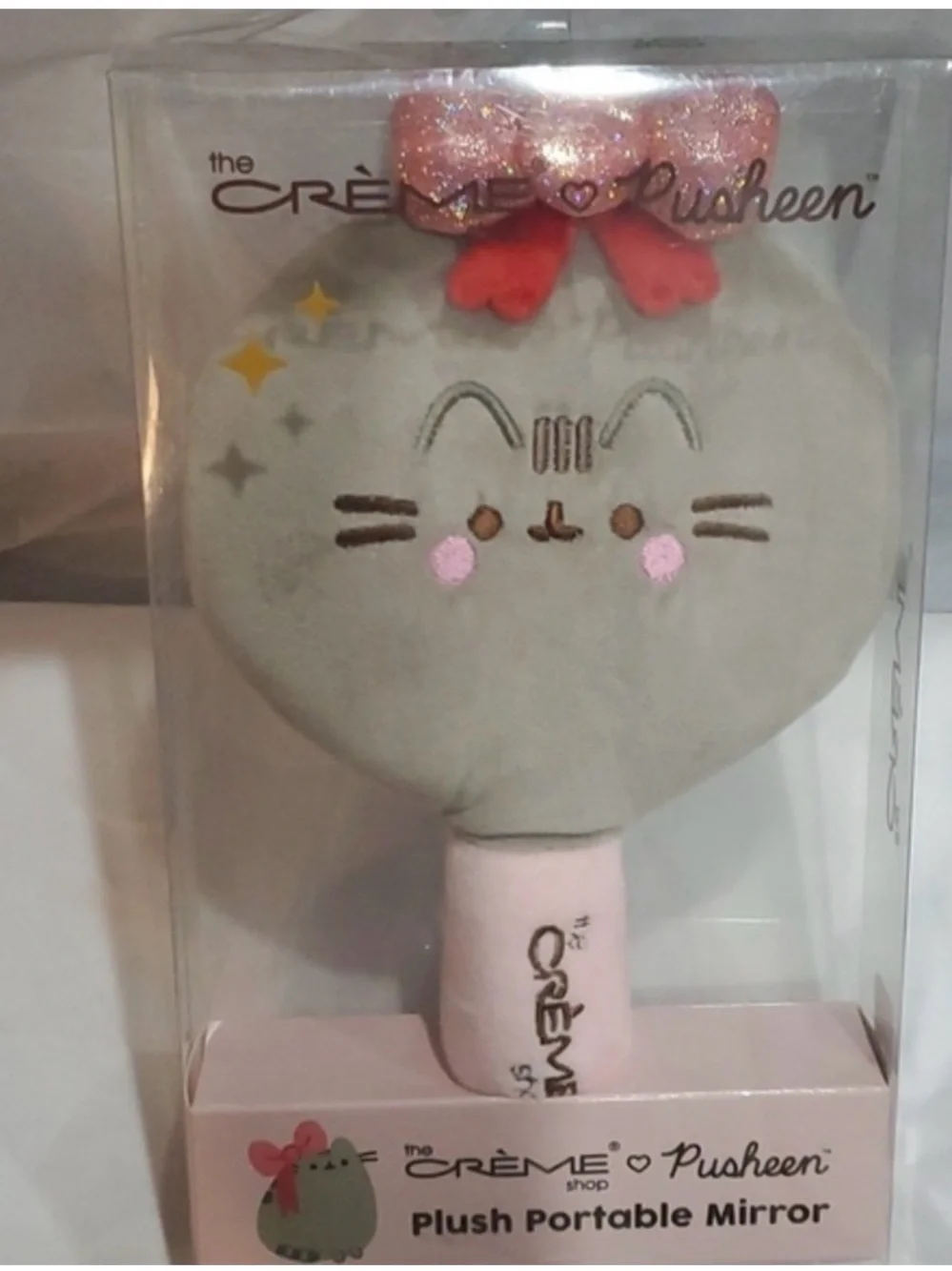 Crème Shop x Pusheen Plush Portable Mirror - Gray & Pink